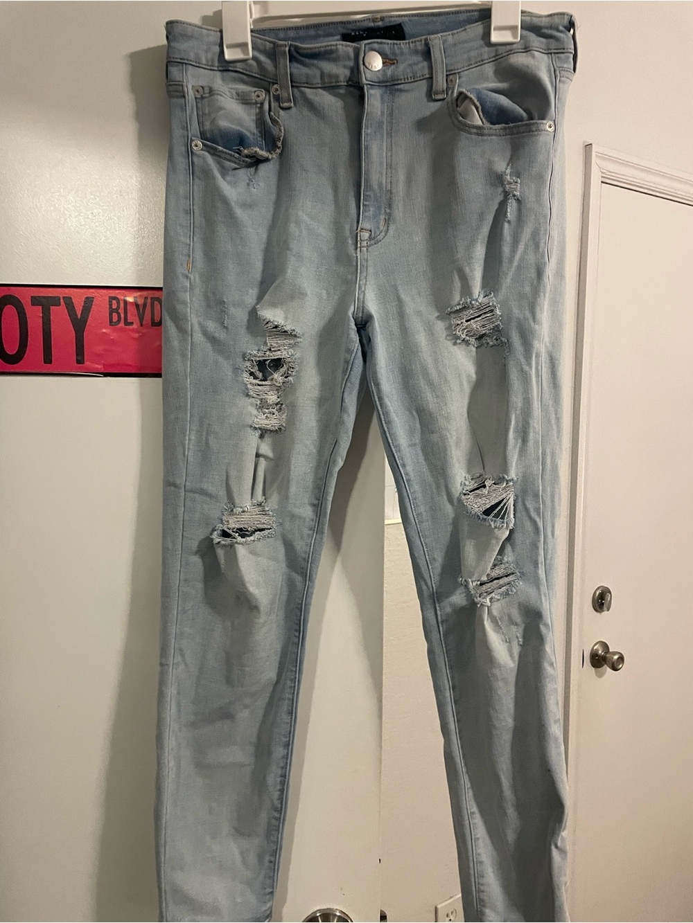 American Eagle Outfitters High Rise Ripped Skinny Jeans Size 14 Regular